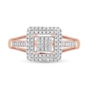 0.25 CT. T.W. Square-Shaped Multi-Diamond Double Frame Split Shank Ring in 10K Rose Gold