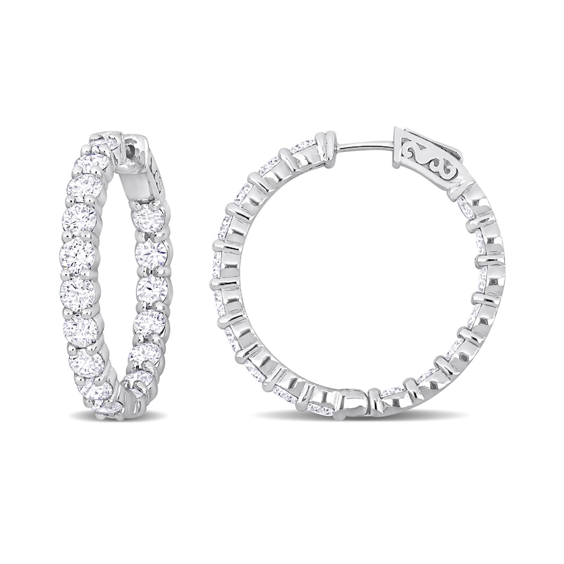 7.82 CT. T.W. Diamond Inside-Out Hoop Earrings in 14K White Gold|Peoples Jewellers