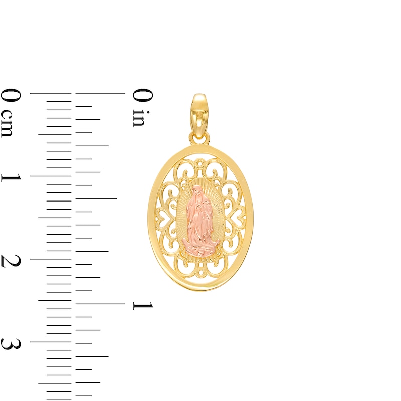 Virgin Mary Oval Filigree Necklace Charm in 14K Two-Tone Gold|Peoples Jewellers