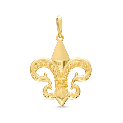 Textured Fleur-de-Lis Necklace Charm in 14K Gold