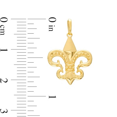 Textured Fleur-de-Lis Necklace Charm in 14K Gold