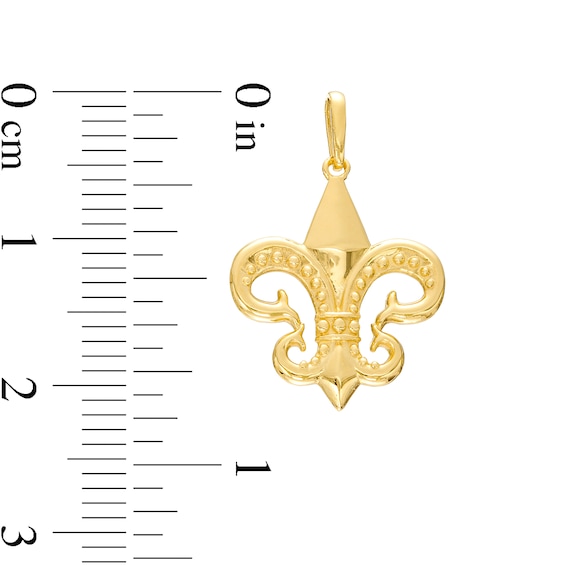 Textured Fleur-de-Lis Necklace Charm in 14K Gold