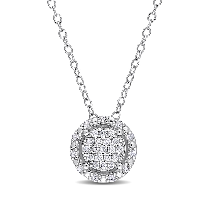 0.15 CT. T.W. Multi-Diamond Frame Pendant in Sterling Silver |Peoples Jewellers