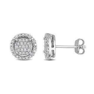 0.30 CT. T.W. Multi-Diamond Frame Stud Earrings in Sterling Silver