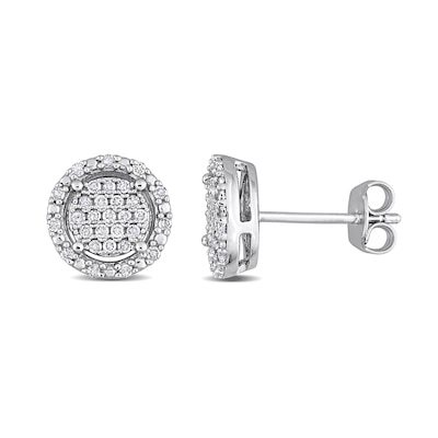 0.30 CT. T.W. Multi-Diamond Frame Stud Earrings in Sterling Silver