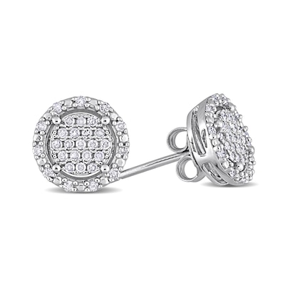 0.30 CT. T.W. Multi-Diamond Frame Stud Earrings in Sterling Silver