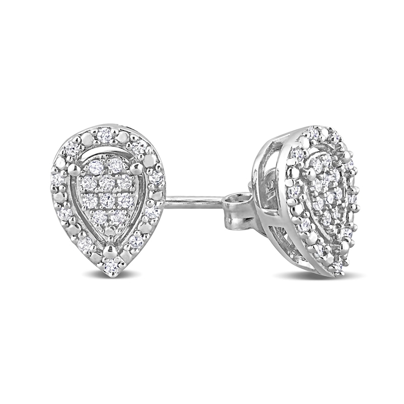 0.20 CT. T.W. Pear-Shaped Multi-Diamond Frame Stud Earrings in Sterling Silver|Peoples Jewellers
