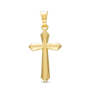 Flared Cross Necklace Charm in 14K Gold