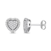 Thumbnail Image 0 of 0.29 CT. T.W. Heart-Shaped Multi-Diamond Frame Stud Earrings in Sterling Silver