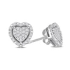 Thumbnail Image 2 of 0.29 CT. T.W. Heart-Shaped Multi-Diamond Frame Stud Earrings in Sterling Silver