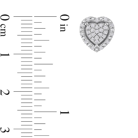 0.29 CT. T.W. Heart-Shaped Multi-Diamond Frame Stud Earrings in Sterling Silver