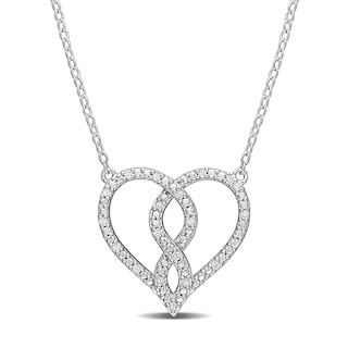 0.09 CT. T.W. Diamond Infinity Heart Necklace in Sterling Silver - 17"