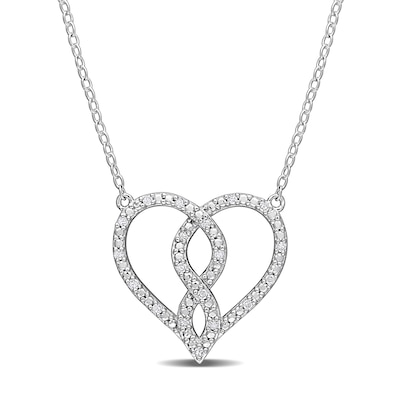 0.09 CT. T.W. Diamond Infinity Heart Necklace in Sterling Silver - 17"