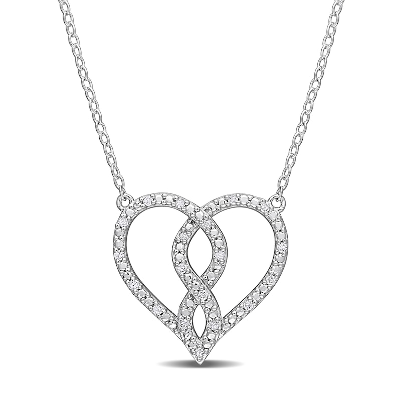 0.09 CT. T.W. Diamond Infinity Heart Necklace in Sterling Silver - 17"|Peoples Jewellers