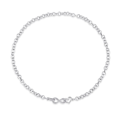 0.09 CT. T.W. Diamond Interlocking Heart and Infinity Necklace in Sterling Silver - 17"