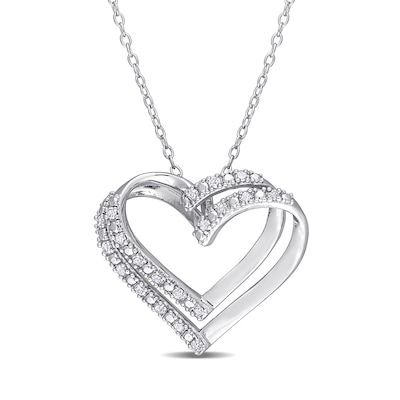 0.20 CT. T.W. Diamond Double Heart Pendant in Sterling Silver