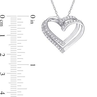 0.20 CT. T.W. Diamond Double Heart Pendant in Sterling Silver