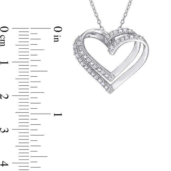 0.20 CT. T.W. Diamond Double Heart Pendant in Sterling Silver