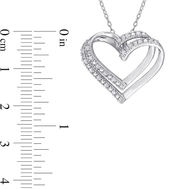 0.20 CT. T.W. Diamond Double Heart Pendant in Sterling Silver