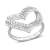 Thumbnail Image 0 of 0.20 CT. T.W. Diamond Double Row Open Heart Ring in Sterling Silver