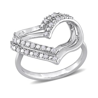 0.20 CT. T.W. Diamond Double Row Open Heart Ring in Sterling Silver