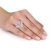 Thumbnail Image 1 of 0.20 CT. T.W. Diamond Double Row Open Heart Ring in Sterling Silver