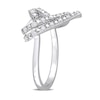 Thumbnail Image 2 of 0.20 CT. T.W. Diamond Double Row Open Heart Ring in Sterling Silver