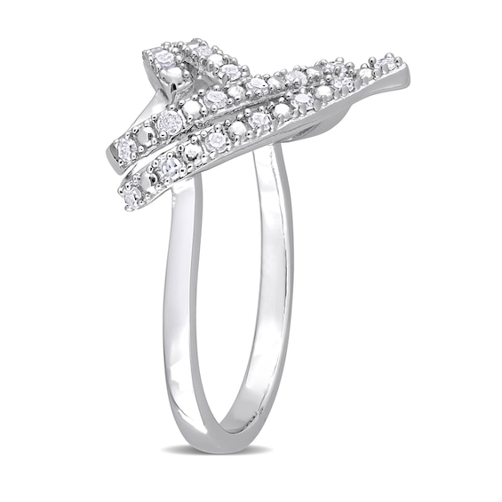 0.20 CT. T.W. Diamond Double Row Open Heart Ring in Sterling Silver