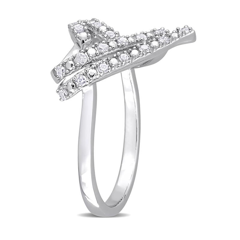 0.20 CT. T.W. Diamond Double Row Open Heart Ring in Sterling Silver|Peoples Jewellers