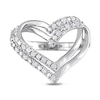 Thumbnail Image 3 of 0.20 CT. T.W. Diamond Double Row Open Heart Ring in Sterling Silver