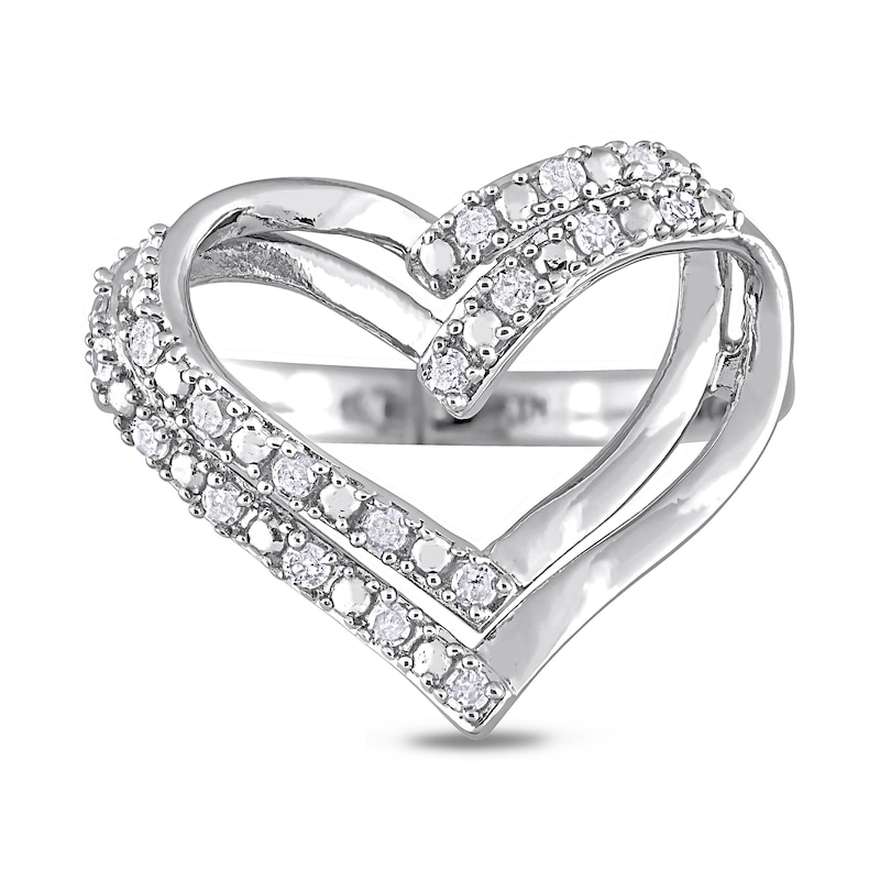 0.20 CT. T.W. Diamond Double Row Open Heart Ring in Sterling Silver