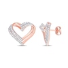 Thumbnail Image 0 of 0.20 CT. T.W. Diamond Double Open Heart Stud Earrings in Sterling Silver with Rose Rhodium