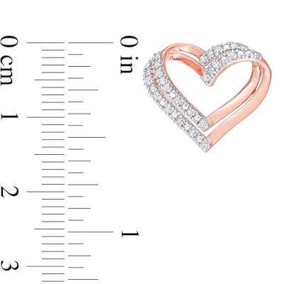 0.20 CT. T.W. Diamond Double Open Heart Stud Earrings in Sterling Silver with Rose Rhodium