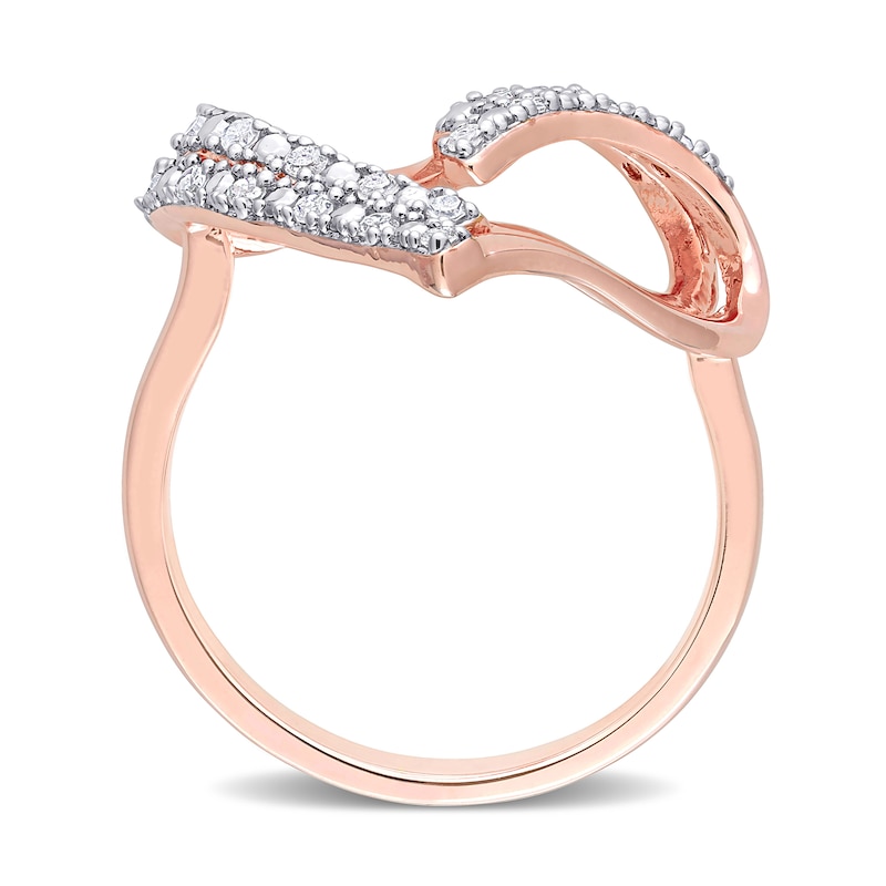 0.20 CT. T.W. Diamond Double Row Heart Ring in Sterling Silver with Rose Rhodium|Peoples Jewellers