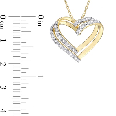 0.20 CT. T.W. Diamond Layered Double Heart Pendant in Sterling Silver with Yellow Rhodium