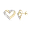 Thumbnail Image 0 of 0.20 CT. T.W. Diamond Layered Double Heart Stud Earrings in Sterling Silver with Yellow Rhodium