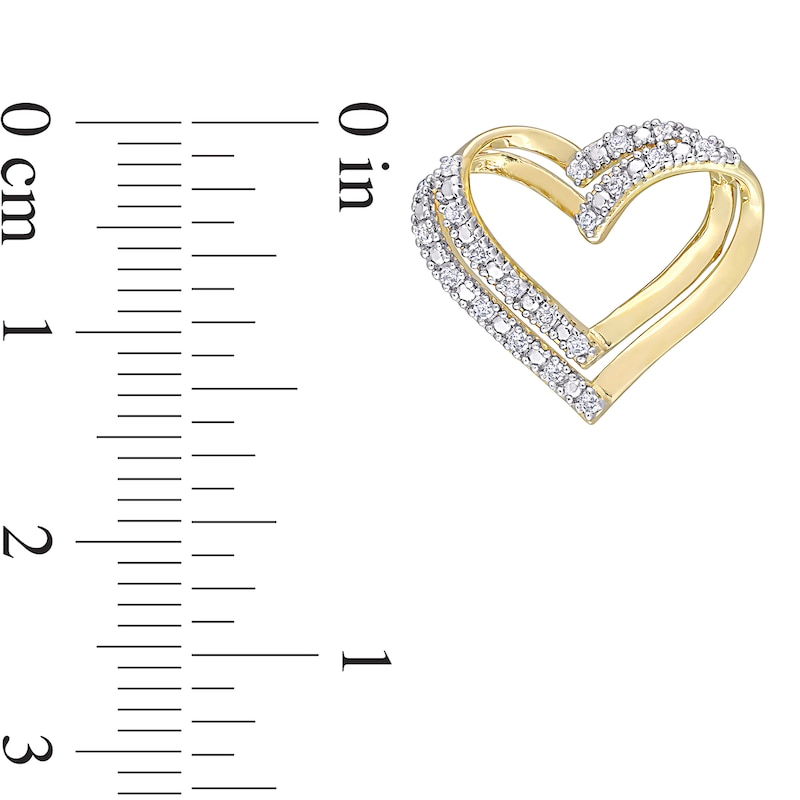 0.20 CT. T.W. Diamond Layered Double Heart Stud Earrings in Sterling Silver with Yellow Rhodium