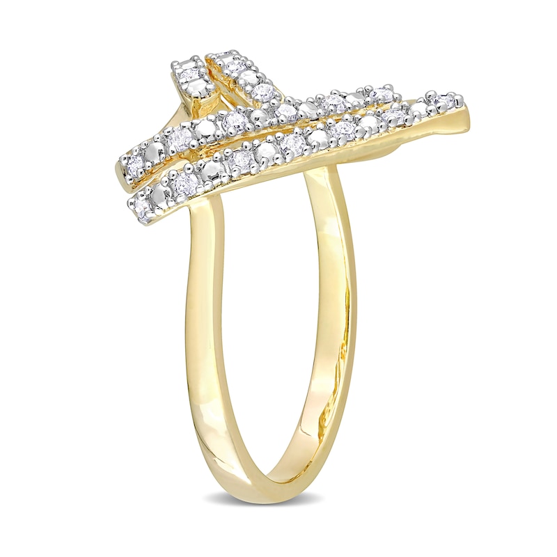 0.20 CT. T.W. Diamond Double Row Open Heart Ring in Sterling Silver with Yellow Rhodium|Peoples Jewellers