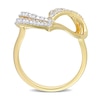 0.20 CT. T.W. Diamond Double Row Open Heart Ring in Sterling Silver with Yellow Rhodium