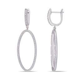 0.10 CT. T.W. Diamond Oval Open Circle Drop Earrings in Sterling Silver