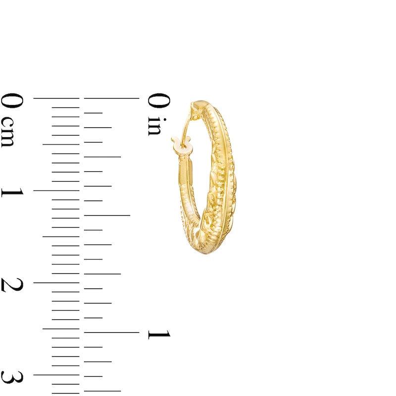 20.0mm Stamped Heart Textured Hoop Earrings in 10K Gold|Peoples Jewellers