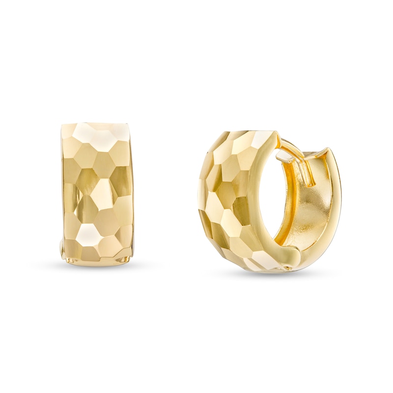 12.0mm Diamond-Cut Huggie Hoop Earrings in 10K Gold|Peoples Jewellers