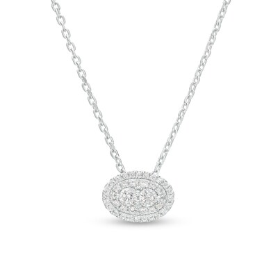 Forever Connected 0.25 CT. T.W. Diamond Oval-Shaped Frame Sideways Pendant in 10K White Gold