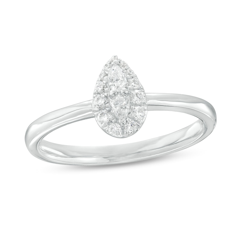 Forever Connected 0.20 CT. T.W. Pear-Shaped Diamond Frame Ring in Sterling Silver|Peoples Jewellers