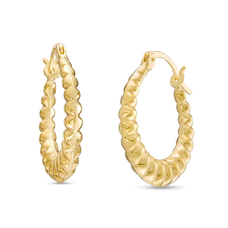 20.0mm Ribbed Hoop Earrings in 10K Gold|Peoples Jewellers