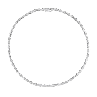 0.50 CT. T.W. Oval Multi-Diamond Beaded Alternating Necklace in Sterling Silver - 17"