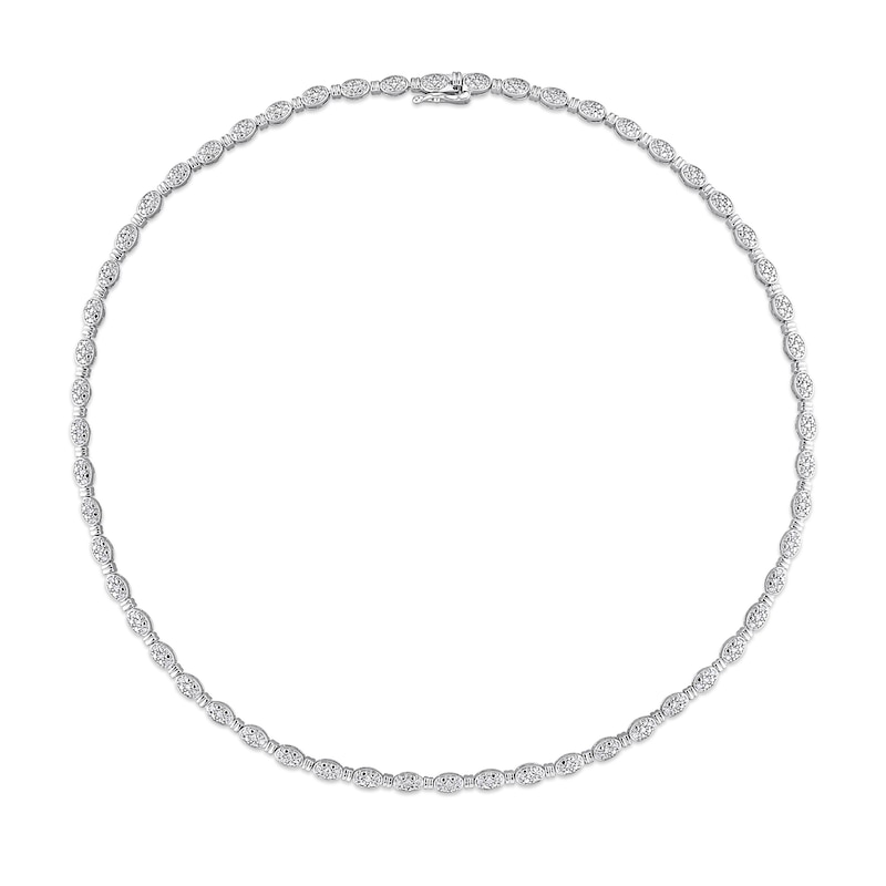 0.50 CT. T.W. Oval Multi-Diamond Beaded Alternating Necklace in Sterling Silver - 17"|Peoples Jewellers
