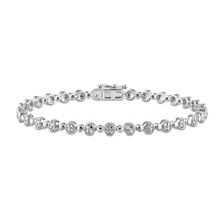 0.24 CT. T.W. Diamond Alternating Link Bracelet in Sterling Silver - 7.5"