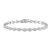 0.49 CT. T.W. Oval Multi-Diamond Alternating Link Bracelet in Sterling Silver - 7.5"