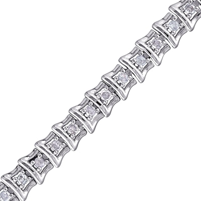 0.95 CT. T.W. Diamond Rectangle Frame Link Bracelet in Sterling Silver - 7.25"